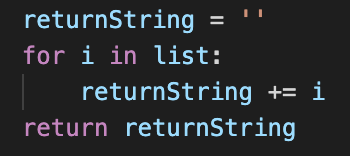 code snippet for convertListToString function