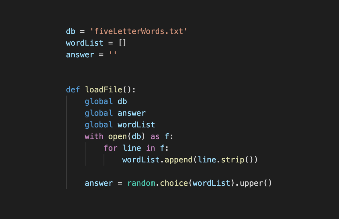 code for load file function